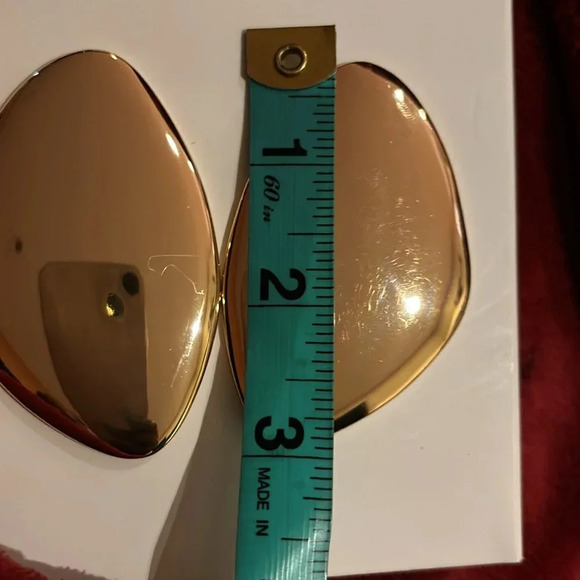 Zara Large Geo Goldtone Flat statement drop earrings - Picture 6 of 8